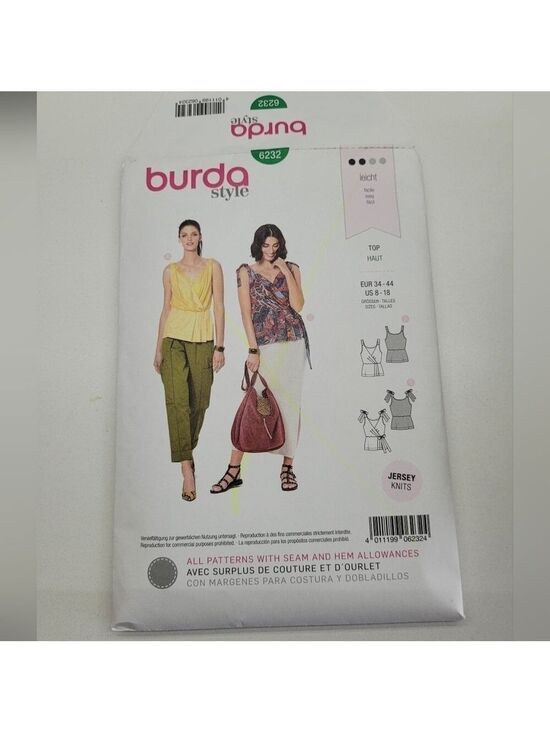 Burda Other - ✨4/$20✨ Burda 6232 Top sewing Pattern Uncut Size 8-18 DIY Supplies